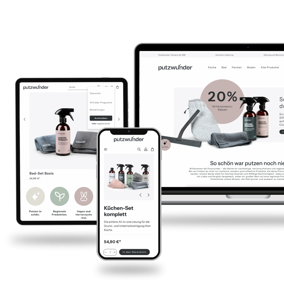 Putzwunder-Website auf Laptop und Smartphone