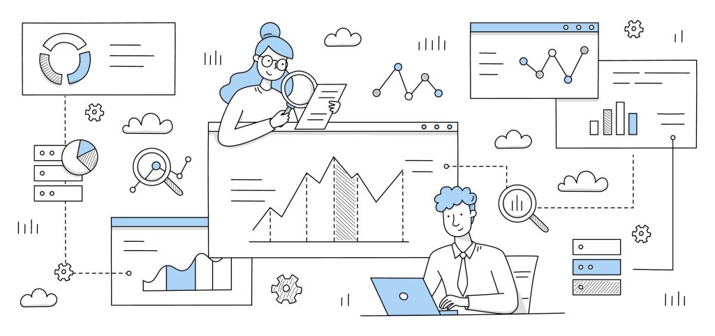 Illustration zur Datenanalyse mit Person