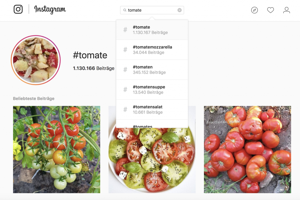 Instagram-Beitrag mit Tomaten