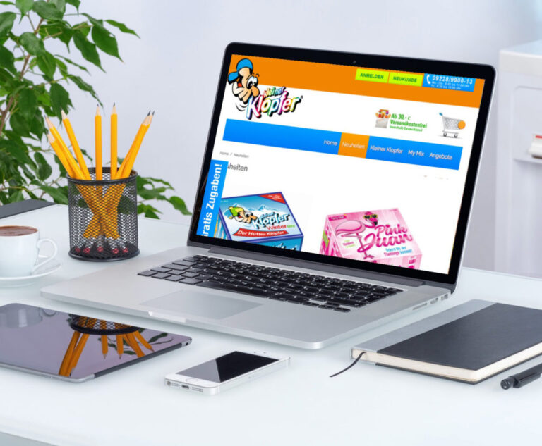 Kleiner Klopfer Magento-Shop – Desktop-Mockup