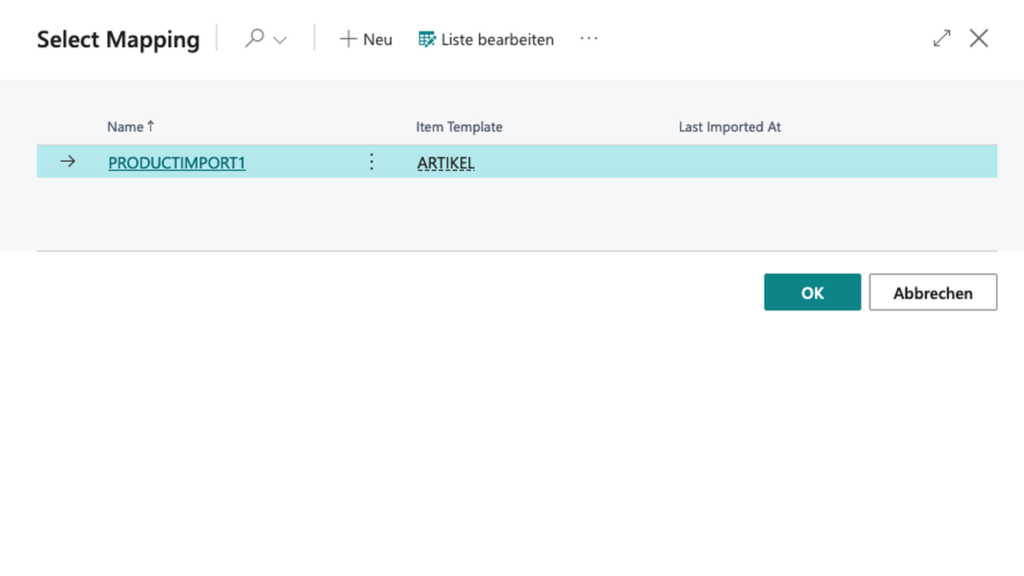 Screenshot: Feld-Mapping in einer Software
