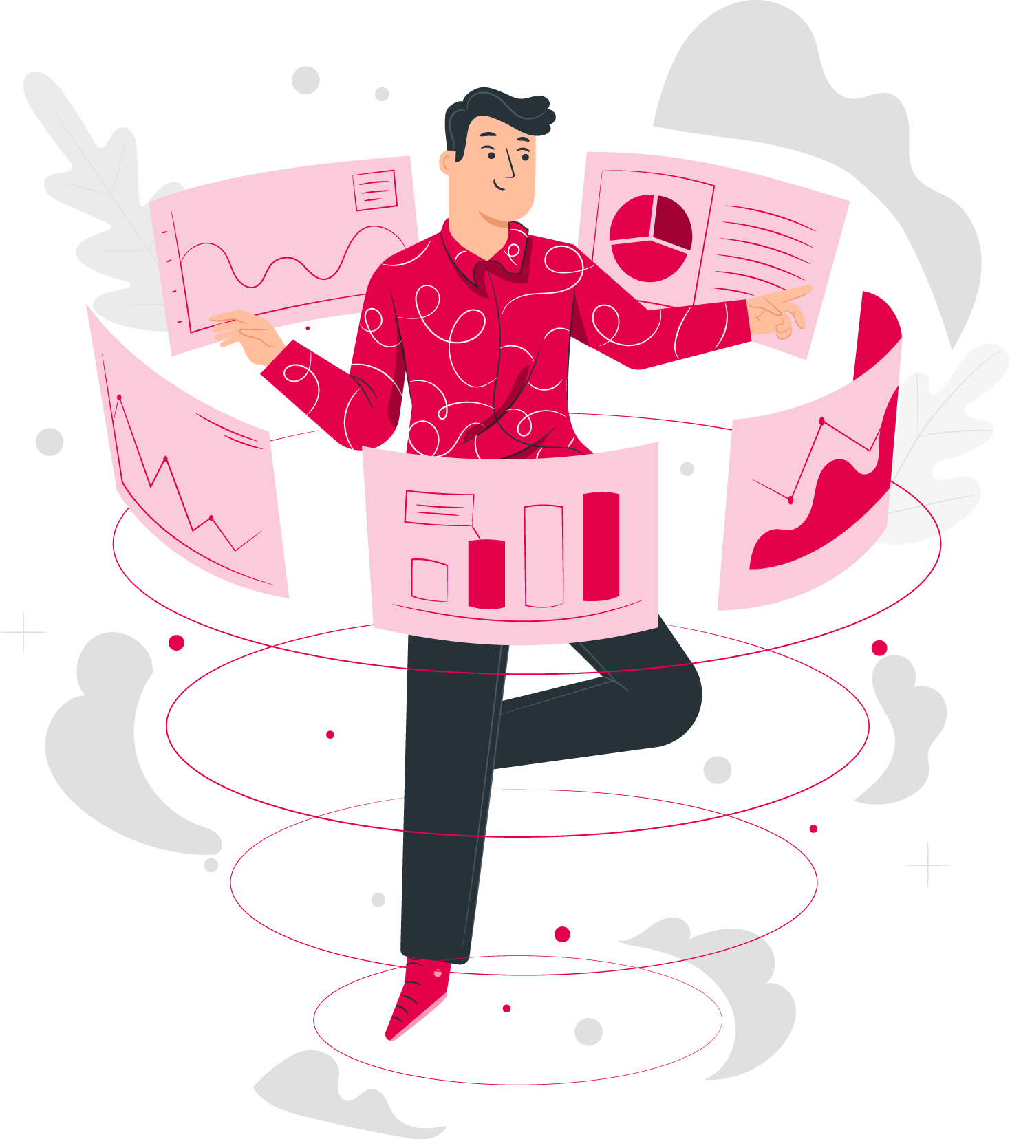 Illustration: Person mit Datenauswertung