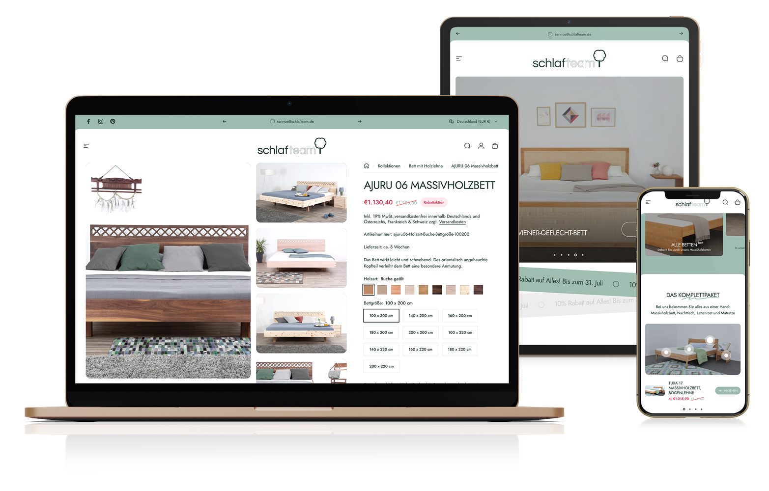 SchlafTeam Shopify shop, product view