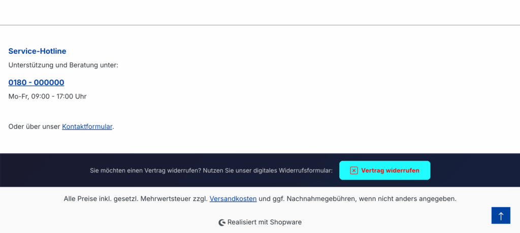 Footer: gut sichtbar „Vertrag widerrufen“