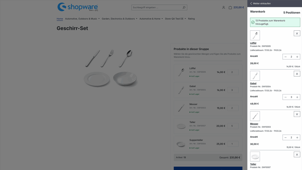 Shopware Admin: Sales-Channel-Steuerung für Gruppenartikel
