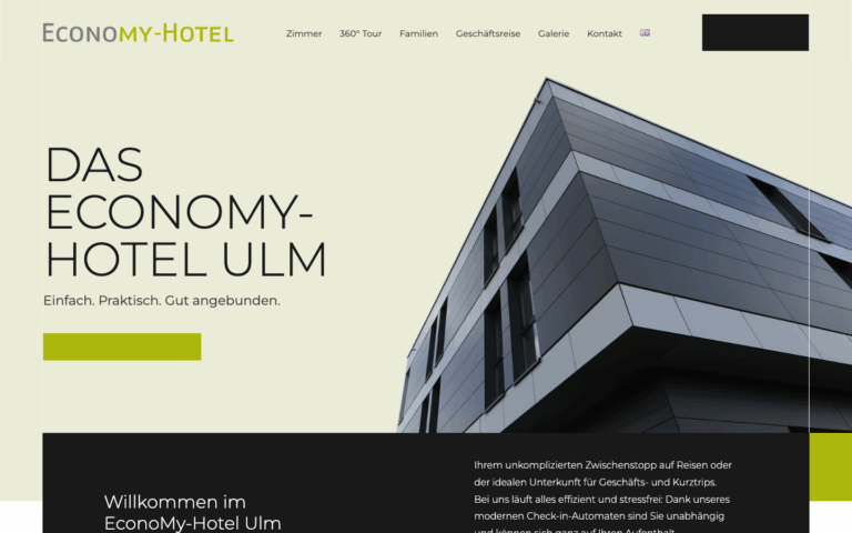 EconoMy-Hotel Ulm Website, Redesign-Startseite mit Hero