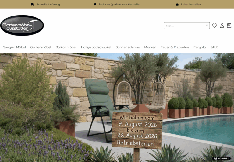 Gartenmöbelausstatter Magento-Shop – Startseite (aktuell)